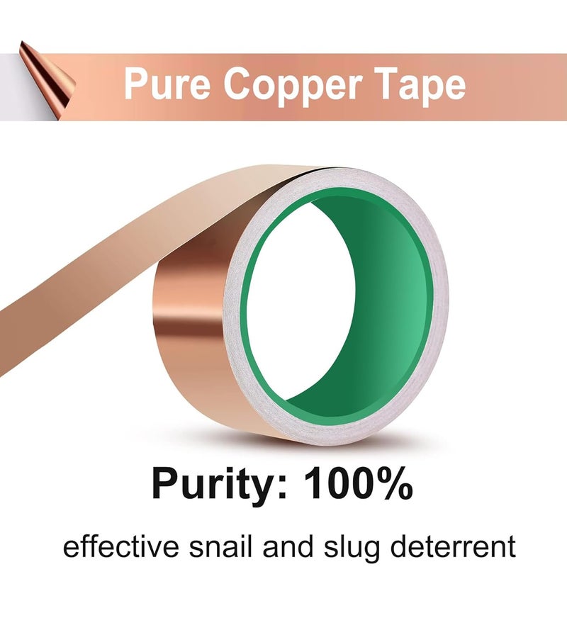 MOGEHIT Copper Tape for Slugs and Snails 2In ×66FT Slug Tape Barrier 100% Copper Foil Conductive Adhesive for Soldering Sheilding Tape or Guitars, EMI, RF 22Yards - Image 5